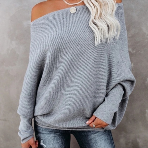 Vici Tops - Vici All That Ribbed Cashmere Blend Sweater Heather
Grey Sz Medium Asymmetrical